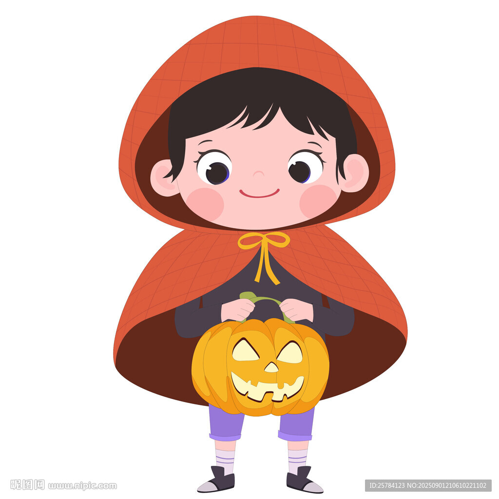万圣节小红帽服装拿南瓜灯女孩