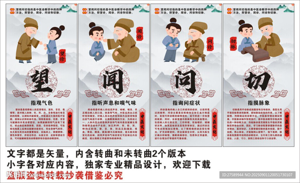 中医望闻问切海报展板挂画文化墙