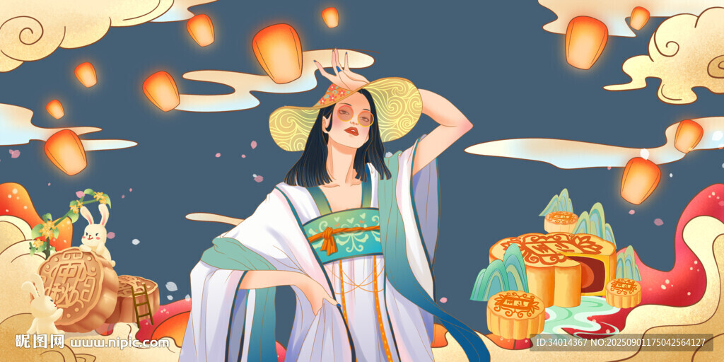 中秋月饼背景墙
