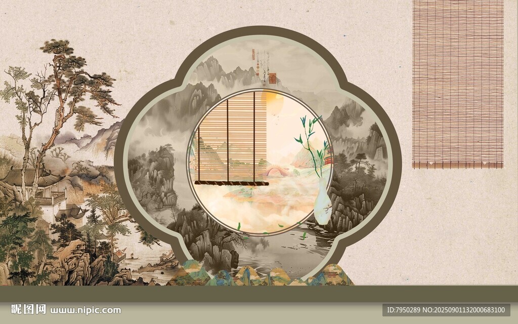  新中式背景墙 
