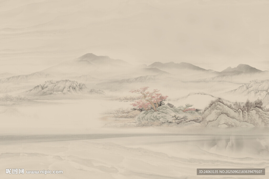国画山水背景墙