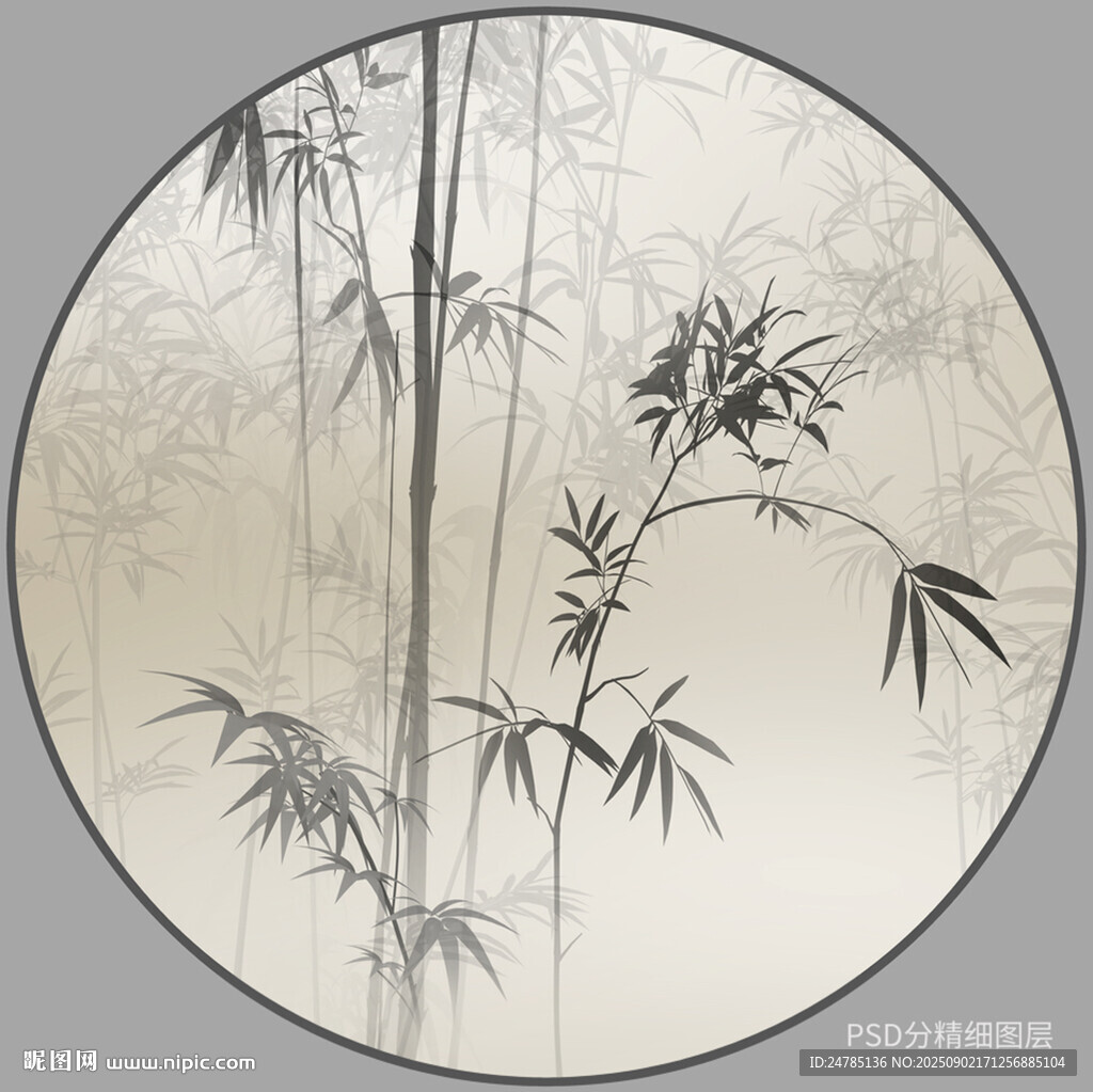 水墨竹子玄关画