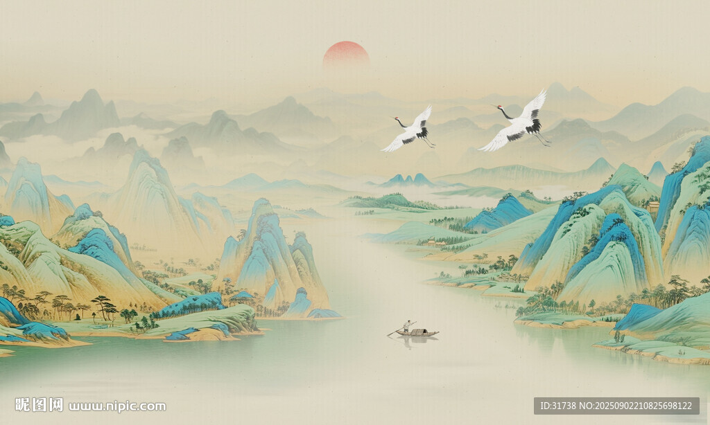 千里江山图背景墙