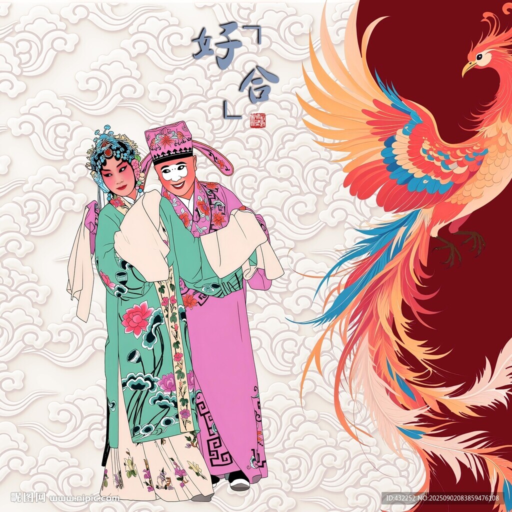 戏曲人物百年好合