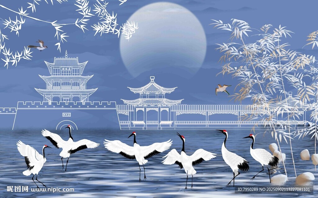 新中式背景墙  