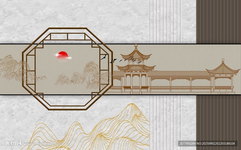 新中式背景墙 
