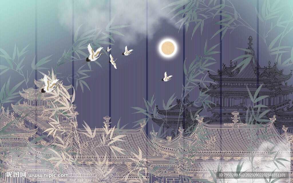 新中式背景墙  