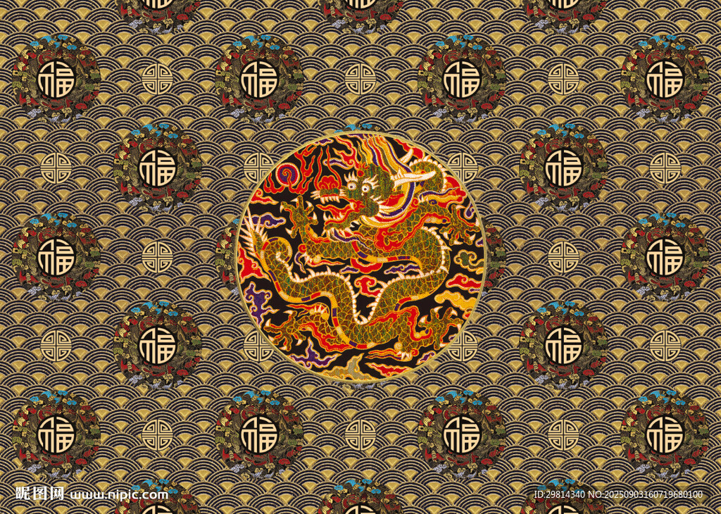 刺绣龙纹图案