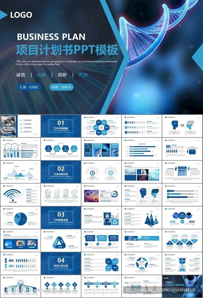 生物医疗科技DNA模板PPT