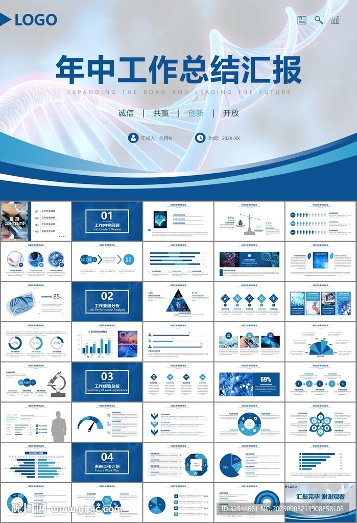 生物医疗科技DNA模板PPT