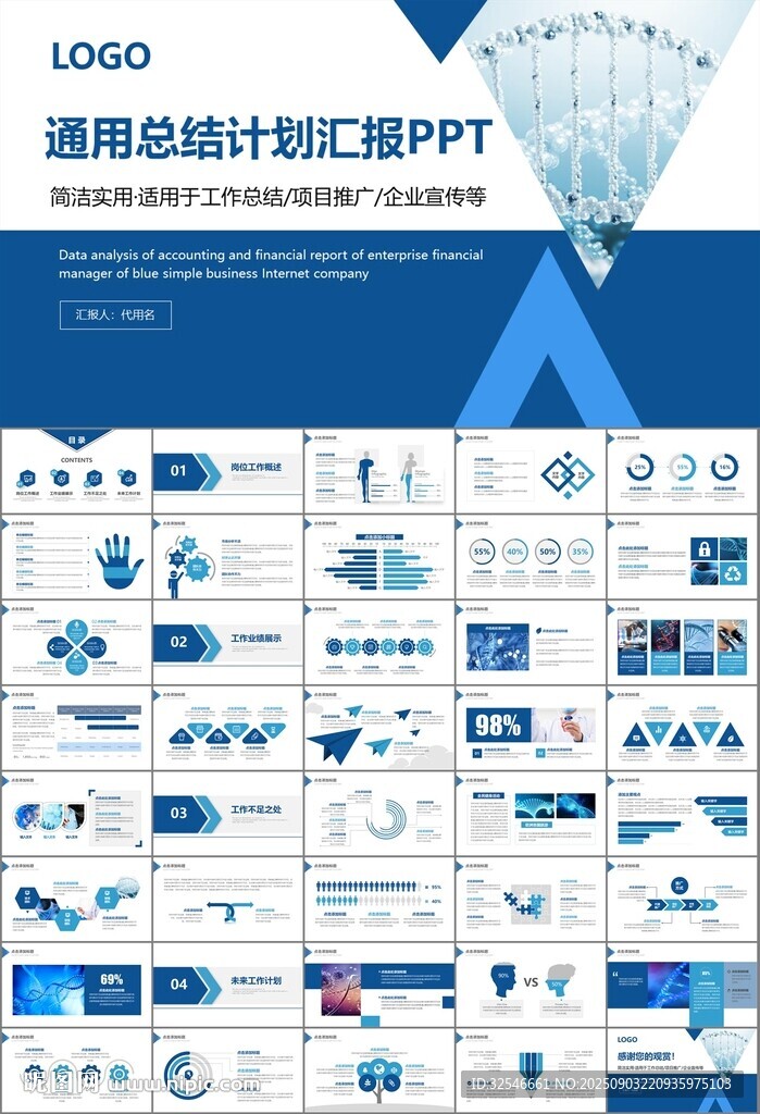 生物医疗科技DNA模板PPT