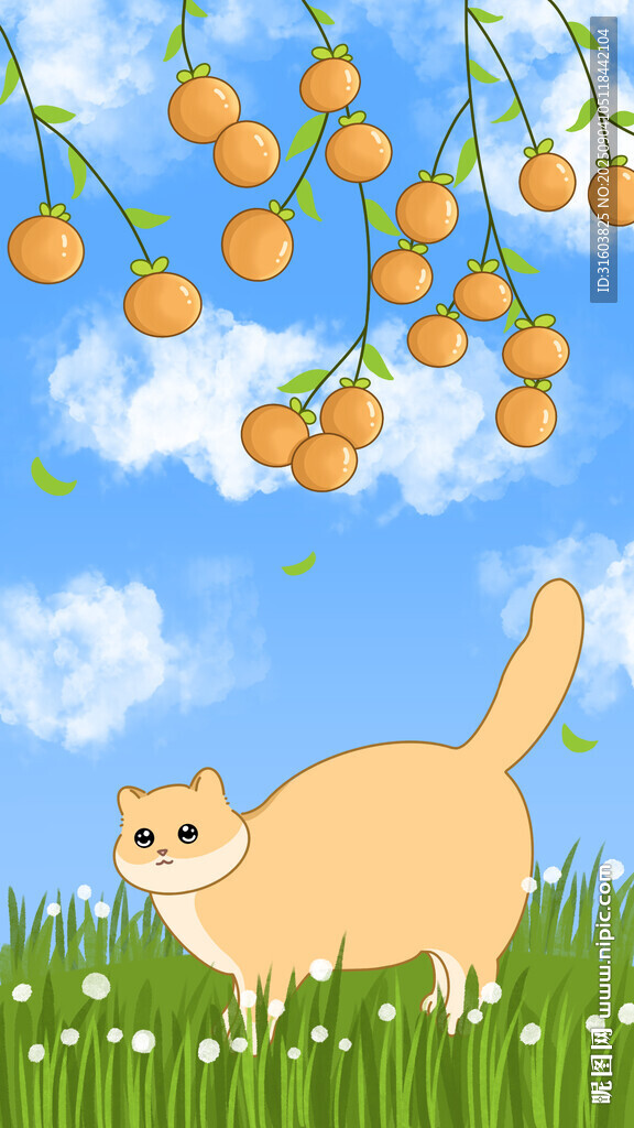 卡通手绘橘猫壁纸
