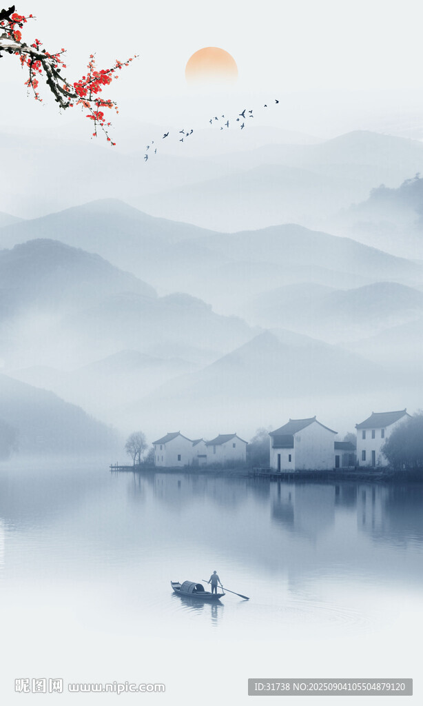 古风水墨山水背景