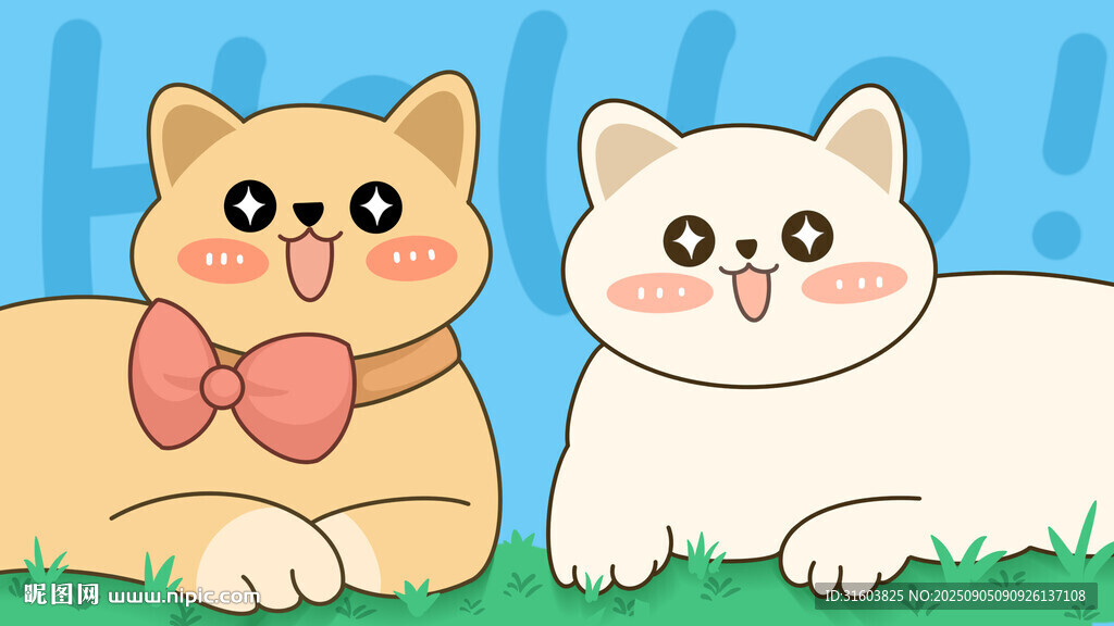 可爱猫咪插画图案