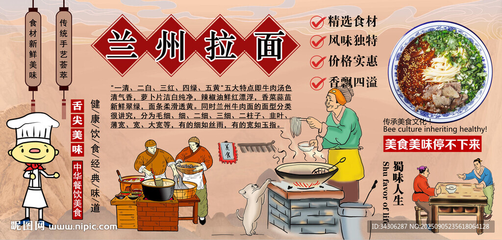 兰州拉面背景墙