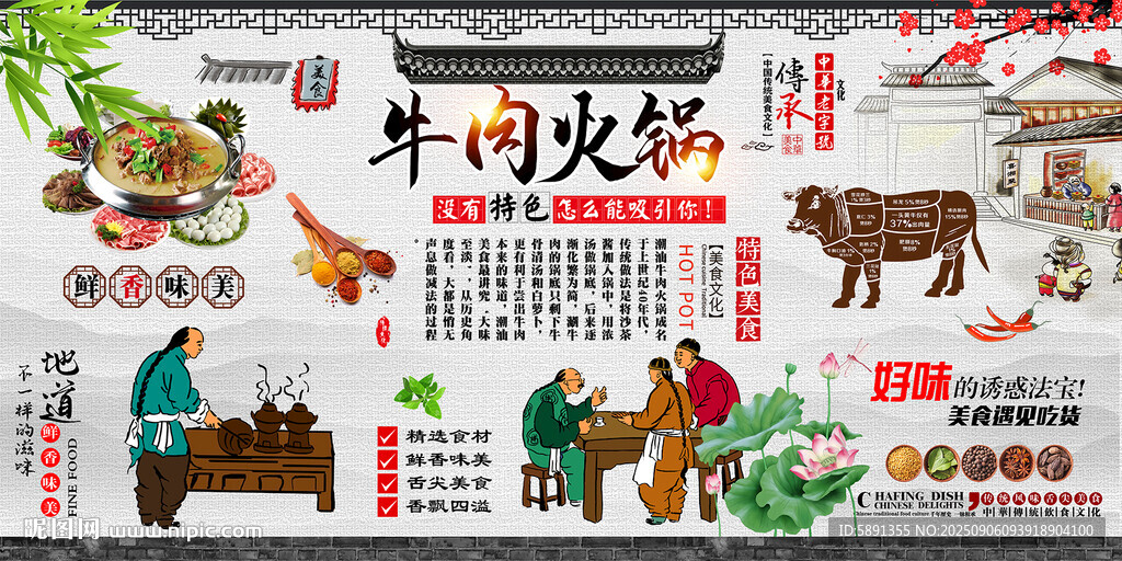 牛肉火锅背景墙