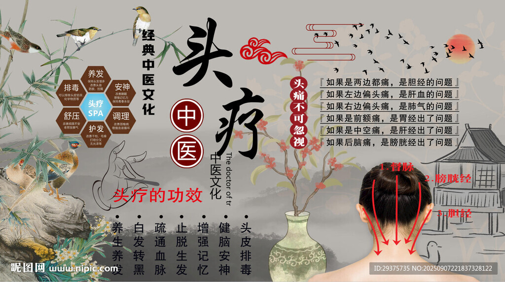 头疗养生背景墙
