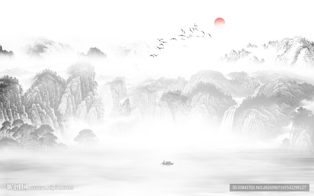 国画水墨山水画