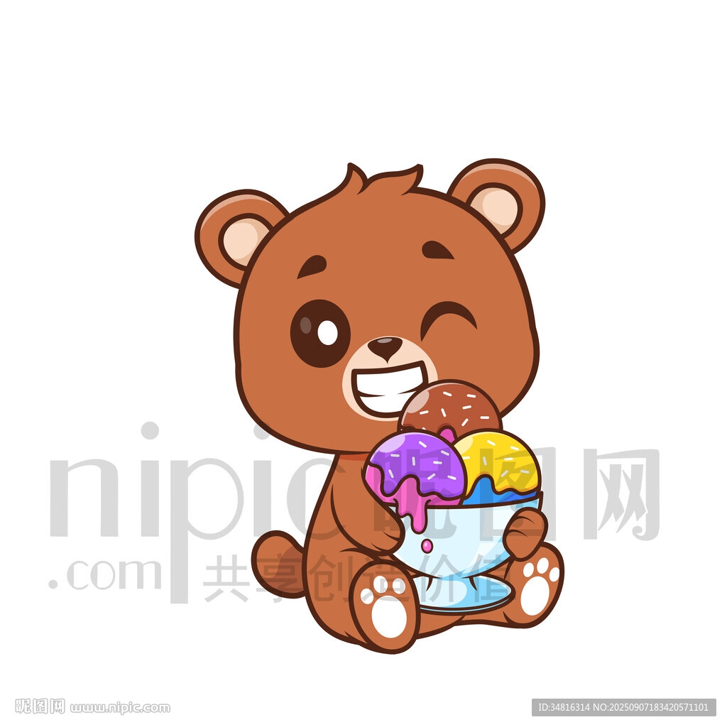 小熊开心吃冰淇淋