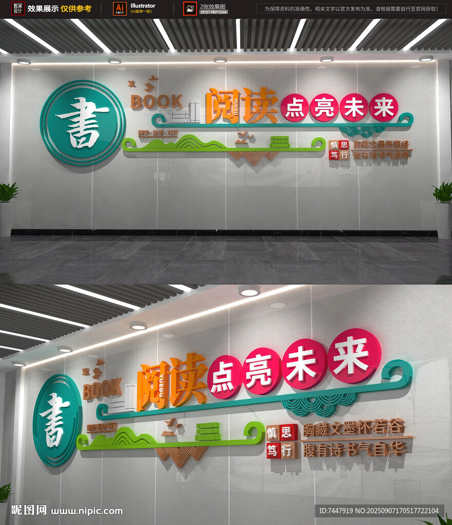读书点亮未来校园文化墙