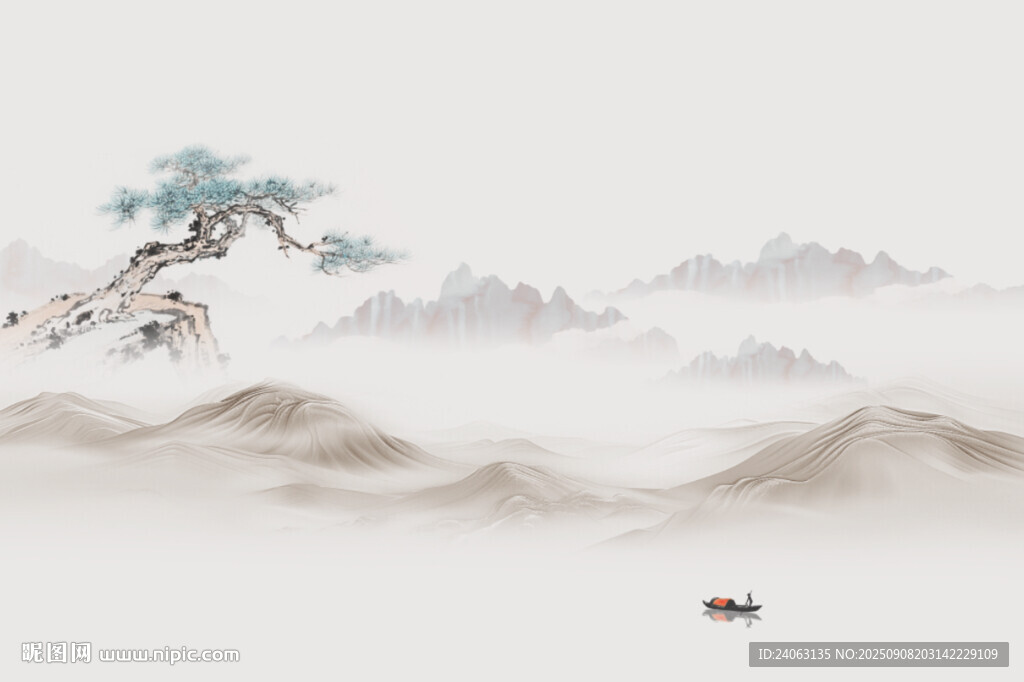 国画山水背景墙
