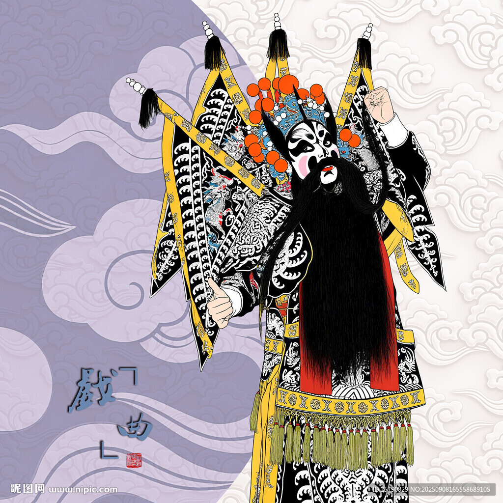 京剧武将扮相威风凛凛