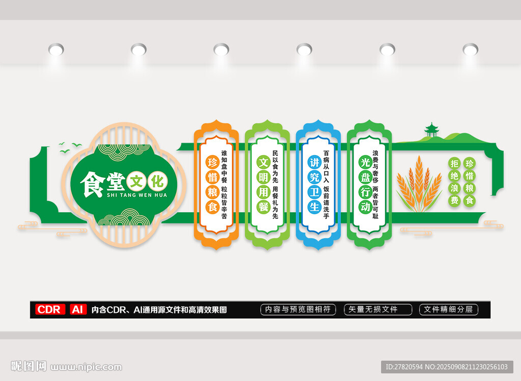 珍惜粮食拒绝浪费文化墙