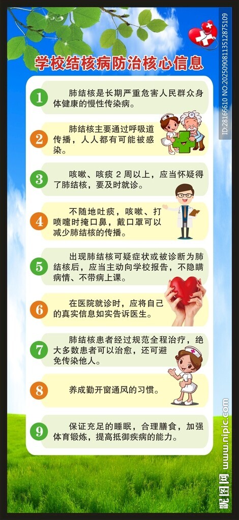 学校结核病防治核心信息展架