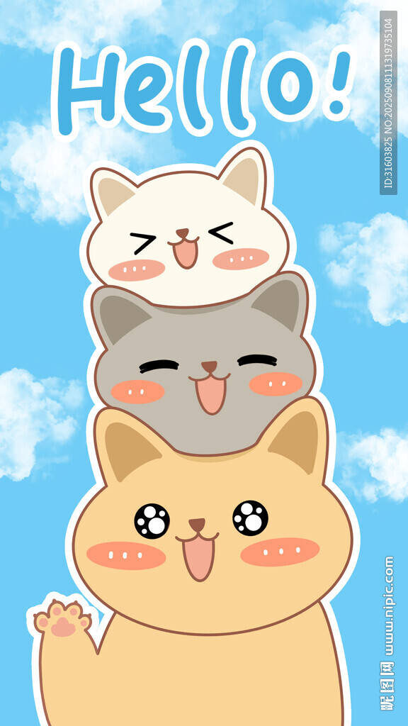 手绘猫咪壁纸图案