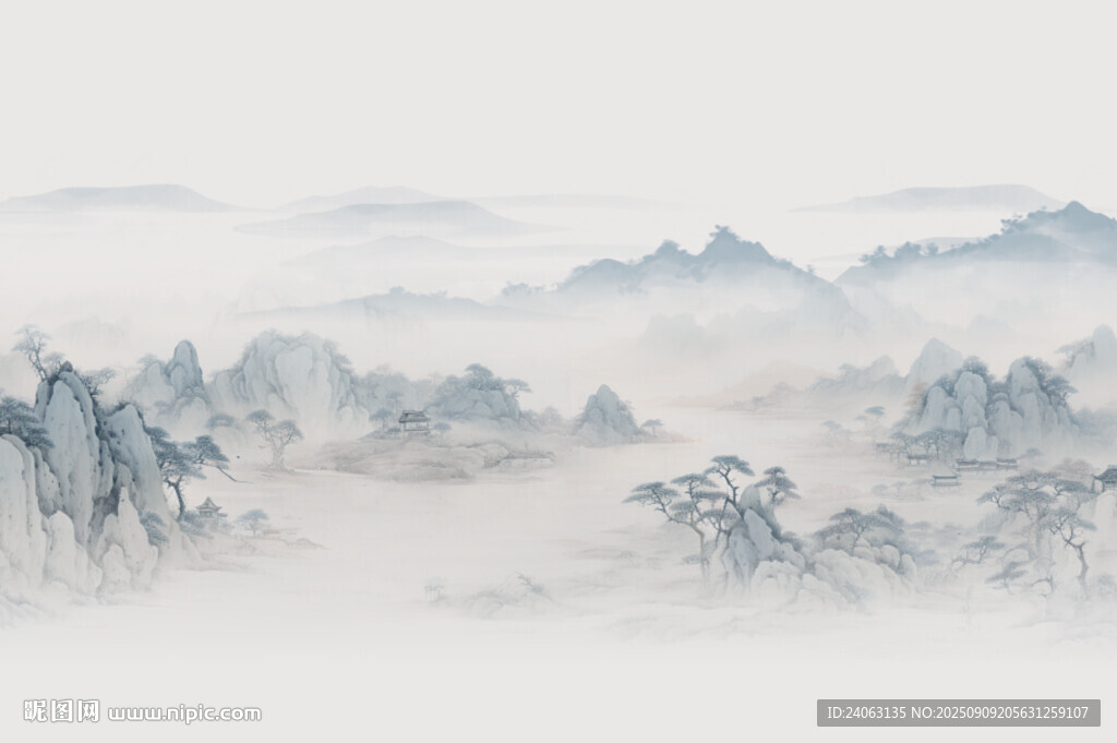 新中式屏风山水画