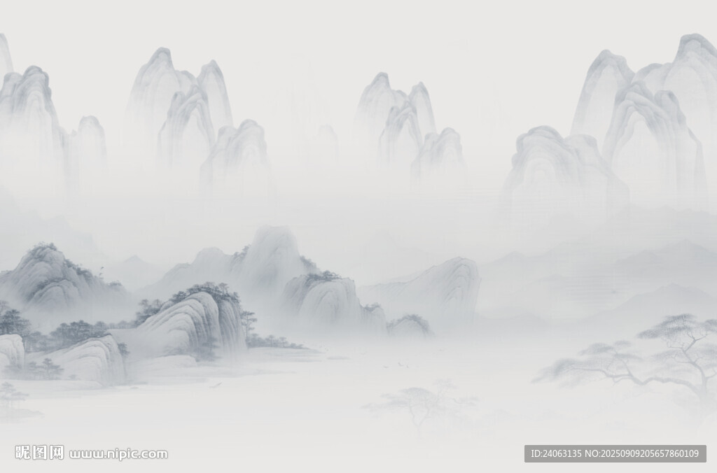 国画山水背景墙