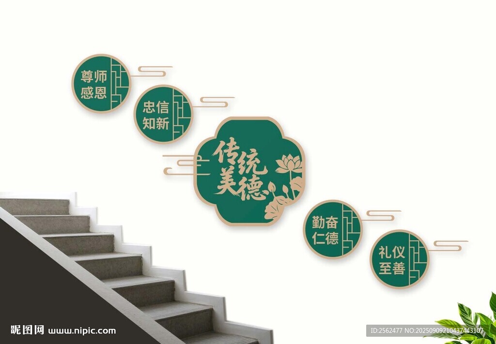 传统美德校园楼梯文化墙