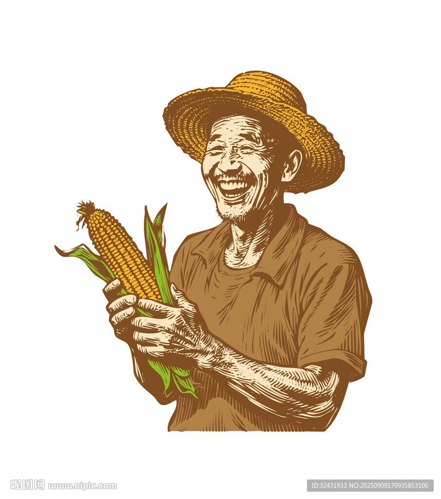 老农喜捧玉米笑开颜