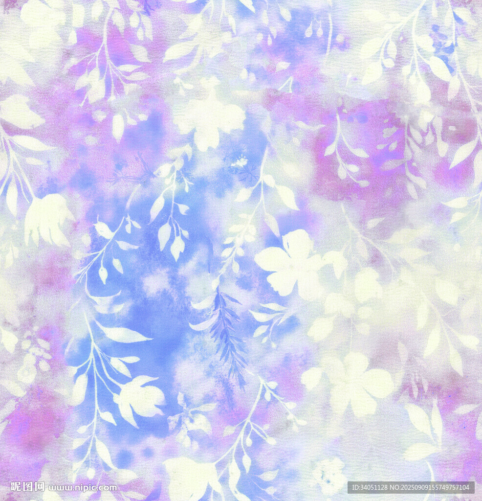 梦幻花卉水彩背景图案