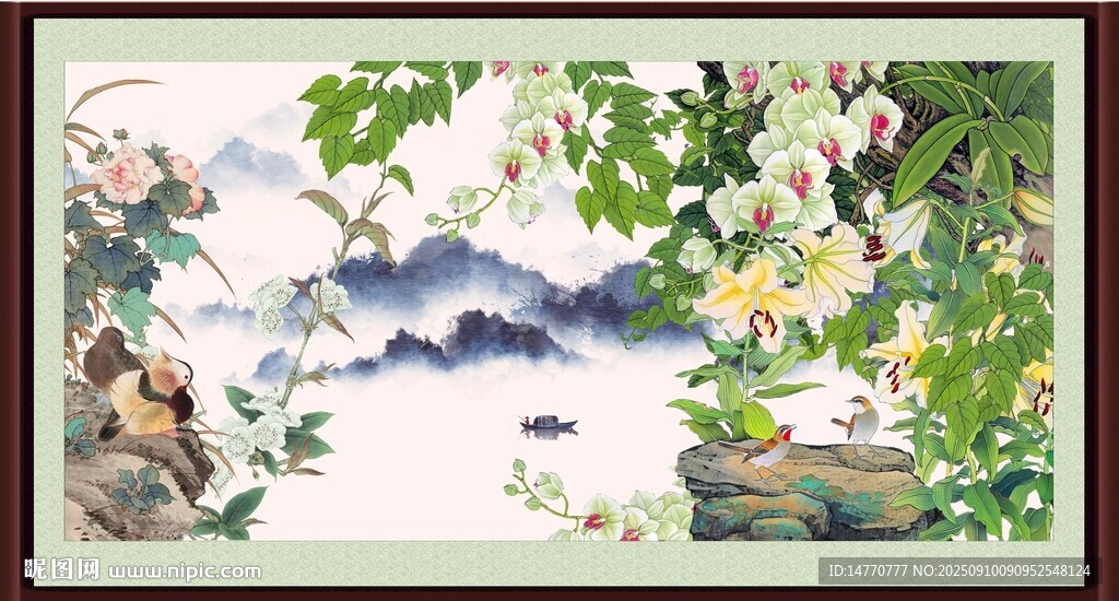 中式山水花鸟装饰画