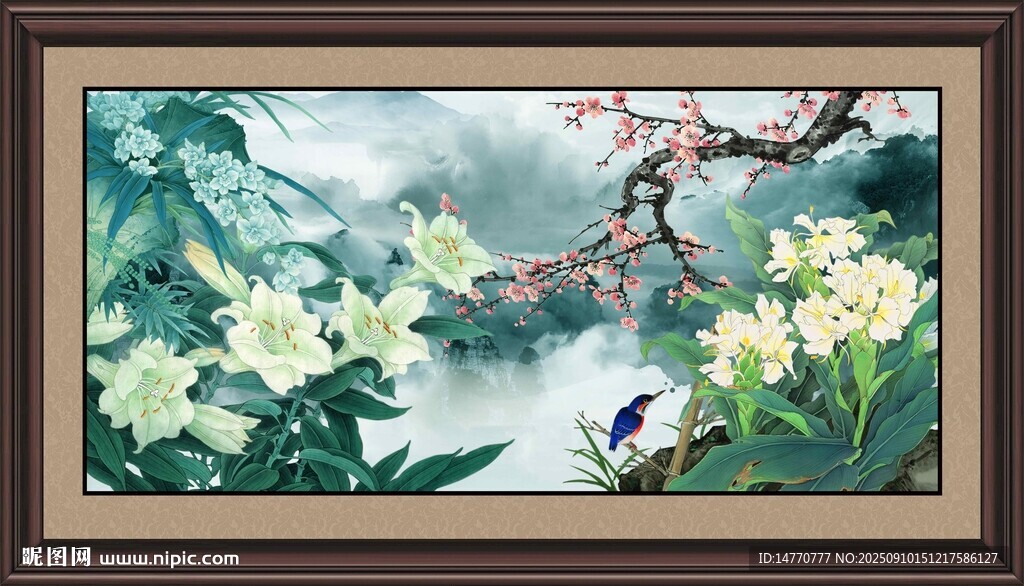 中式花鸟山水装饰画