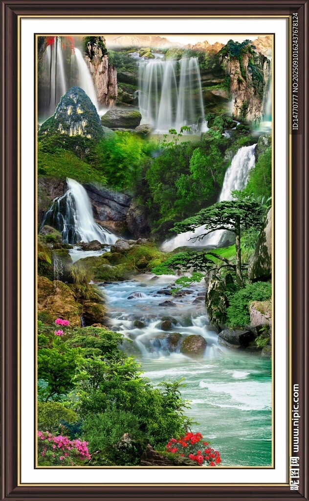 山水瀑布风景装饰画
