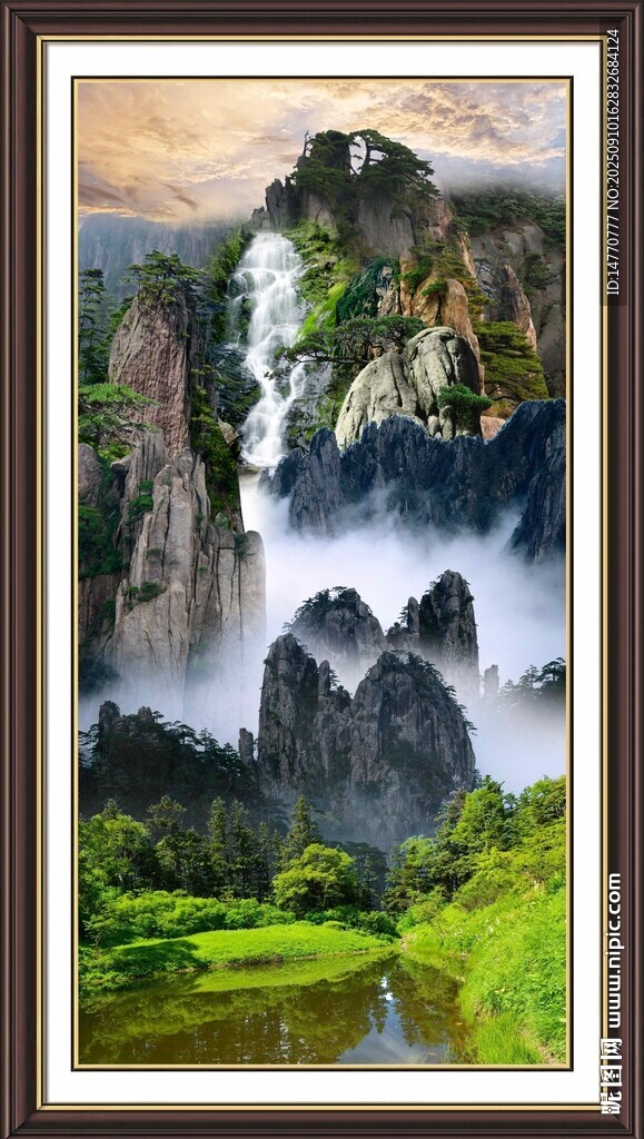 山水瀑布风景装饰画