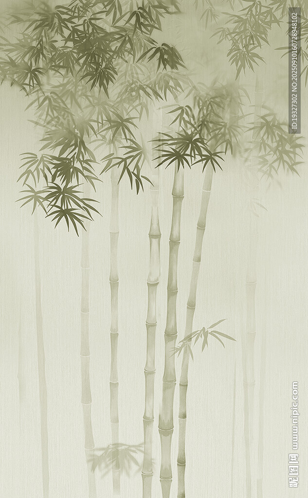 玄关水墨竹子背景墙