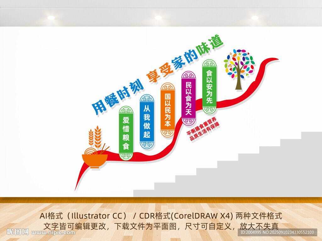 企业餐厅宣传楼梯文化墙