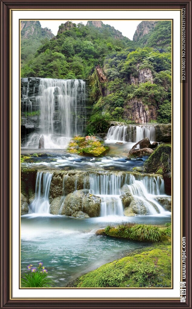 山水瀑布风景装饰画