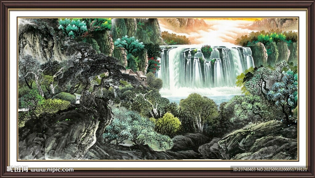 山水瀑布风景装饰画
