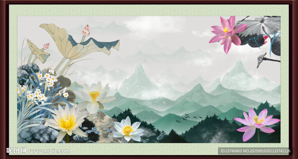 水墨意境莲花 