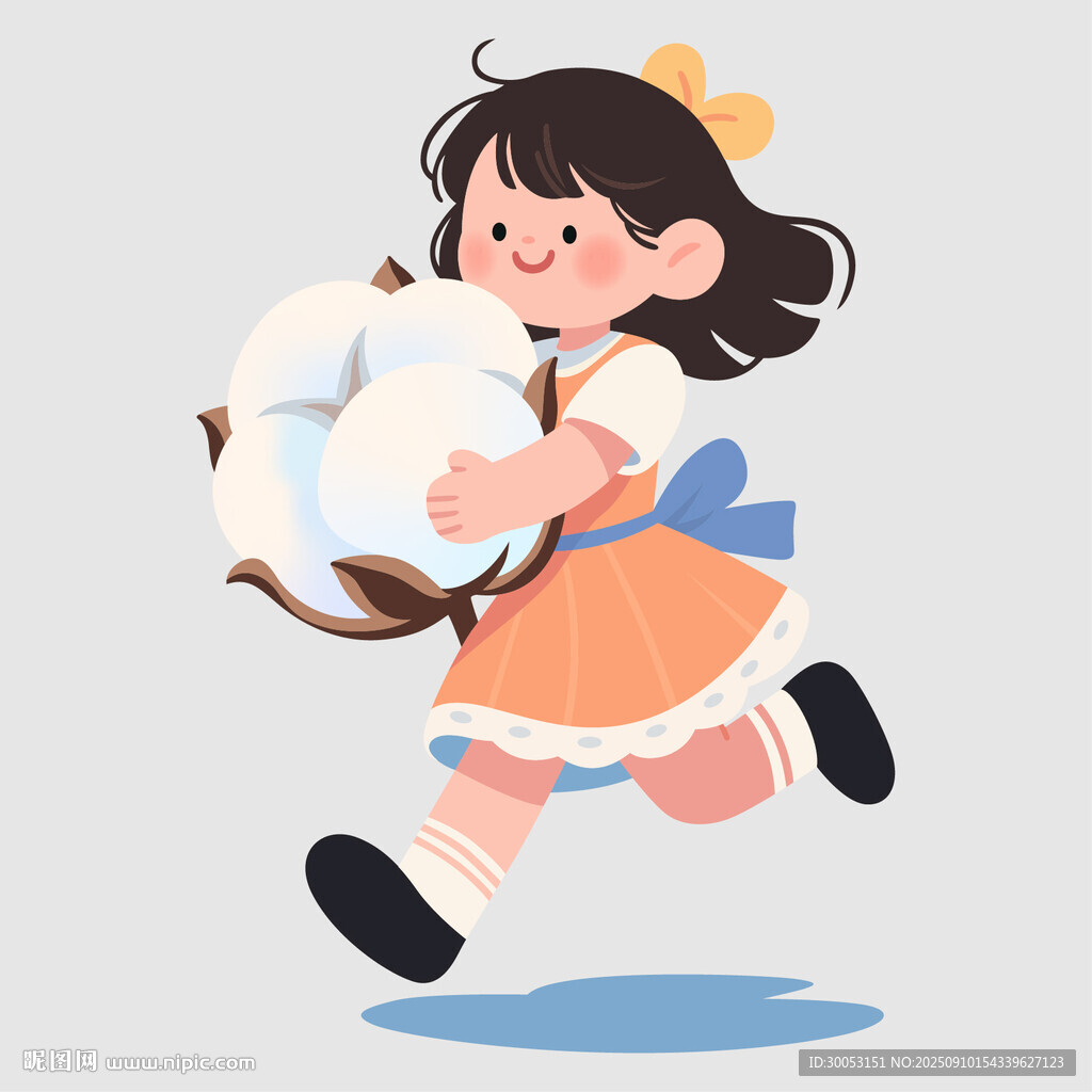 奔跑抱羊的可爱小女孩