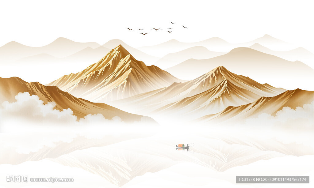 金色山水画