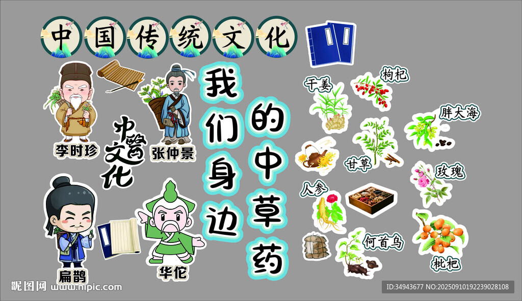 幼儿园环创主题材料中医草药文化
