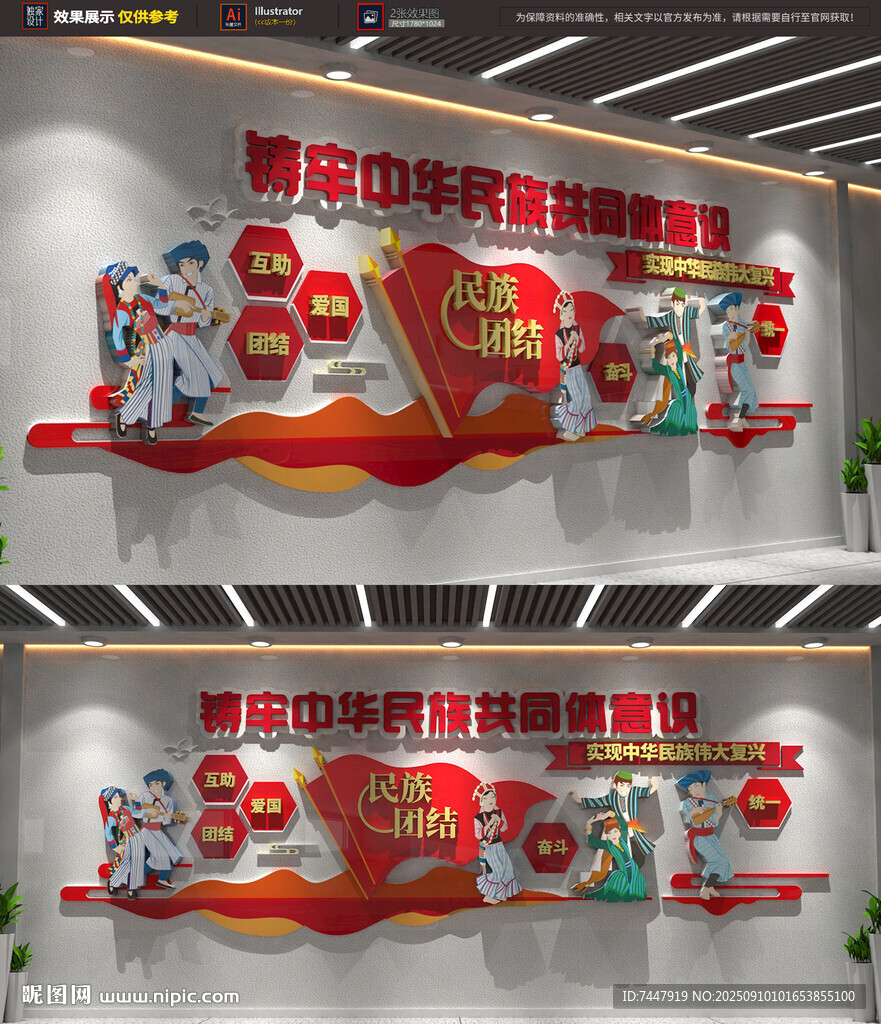 民族文化 团结党建文化墙