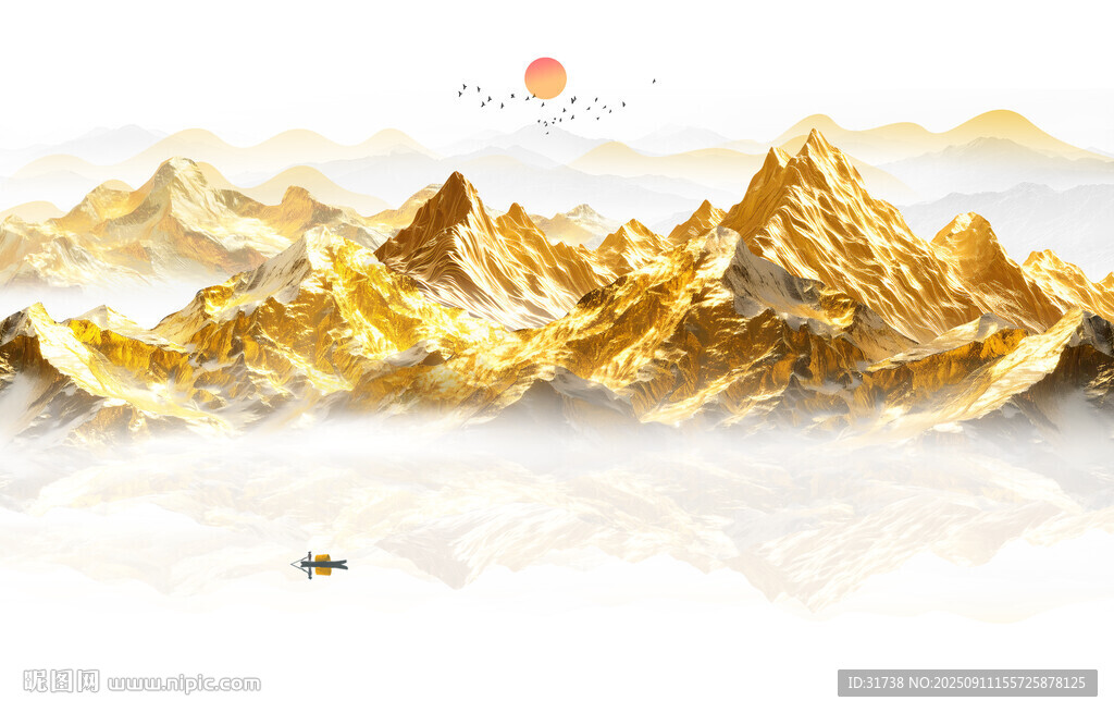 金山山水画背景墙