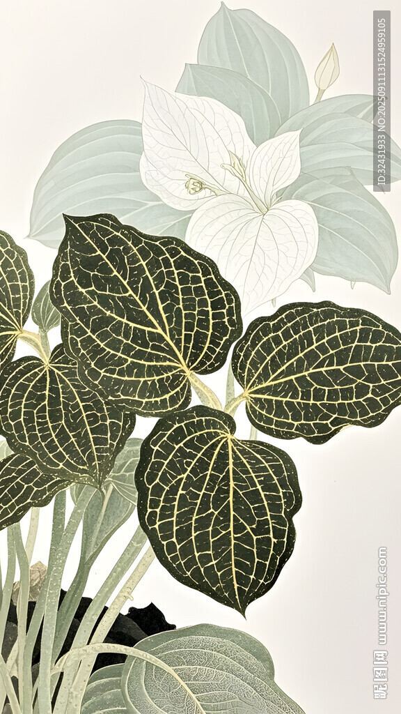 绿叶花卉特写