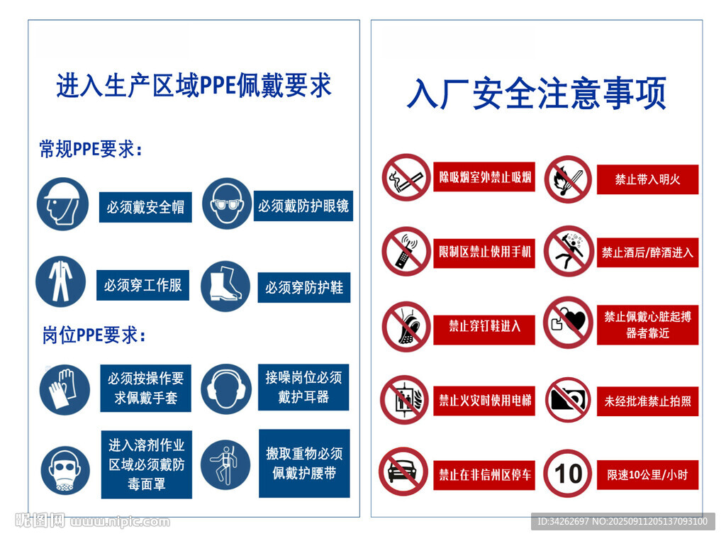 工厂入厂安全注意事项牌